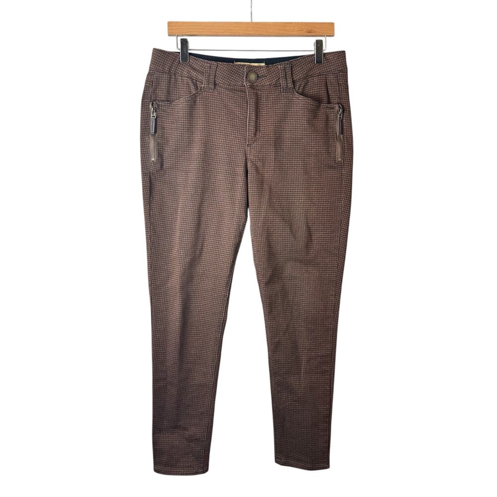 Democracy Ab Technology Stretch Pants Women's Size 10 Brown Houndstooth Ankle